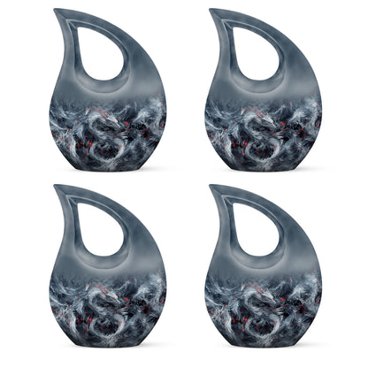 10 Inch Cross Drop Design Dragon Urn 