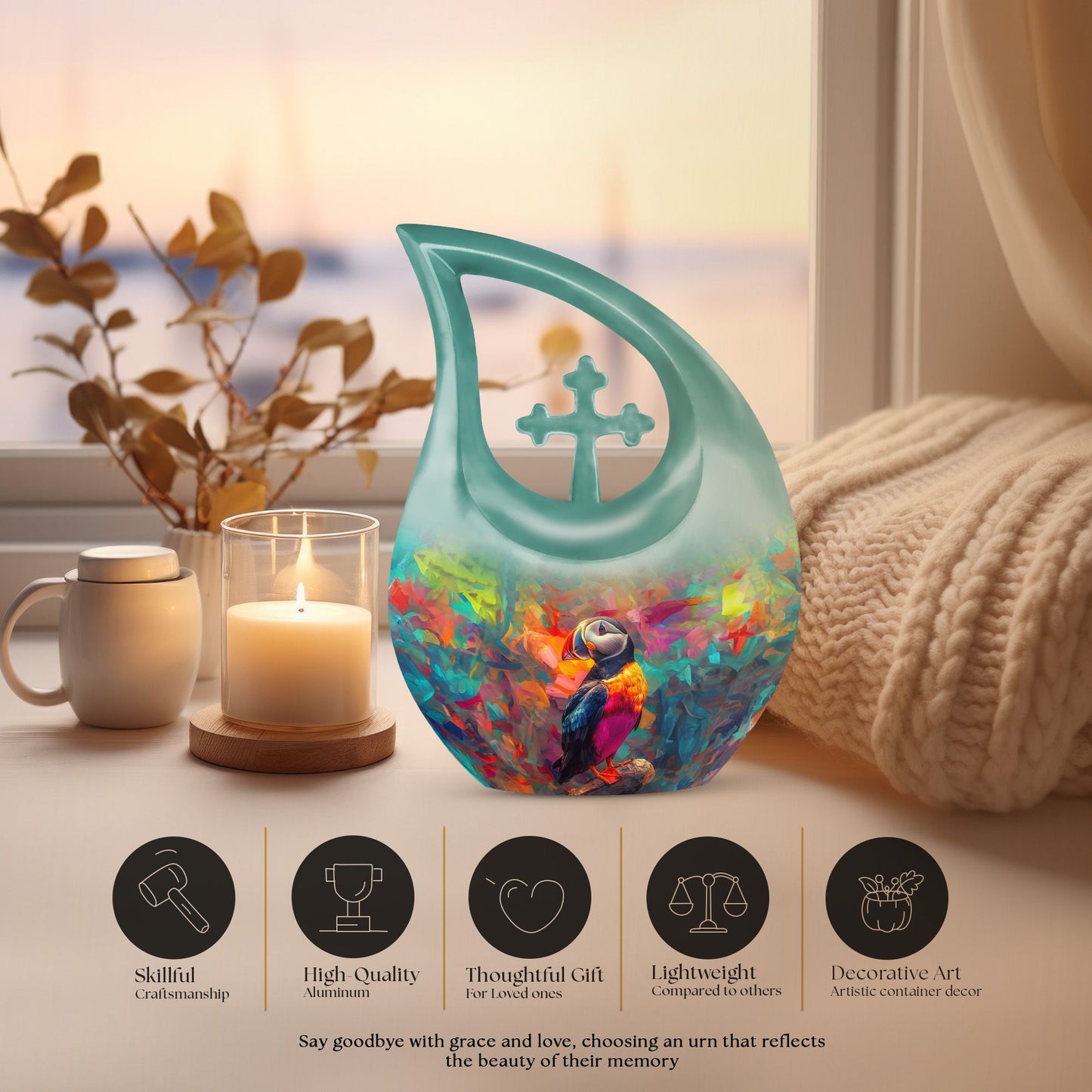 10-inch Puffin Bird themed Cross Drop design 
