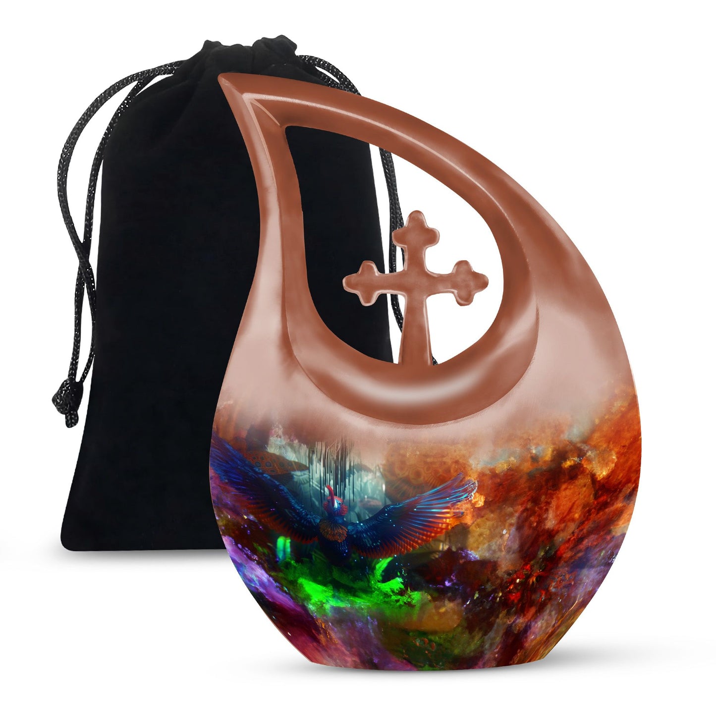 10 inch Puffin Bird themed cross drop design urn
