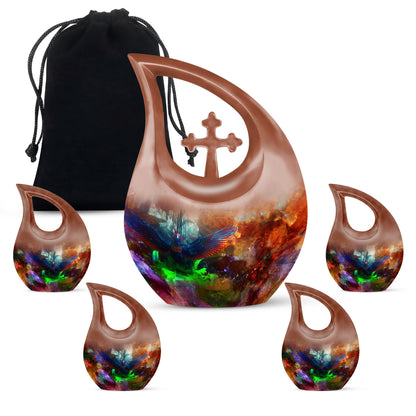 10 inch Puffin Bird themed cross drop design urn