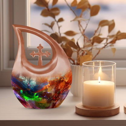 10 inch Puffin Bird themed cross drop design urn