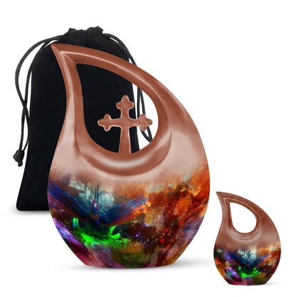 10 inch Puffin Bird themed cross drop design urn