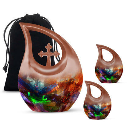 10 inch Puffin Bird themed cross drop design urn