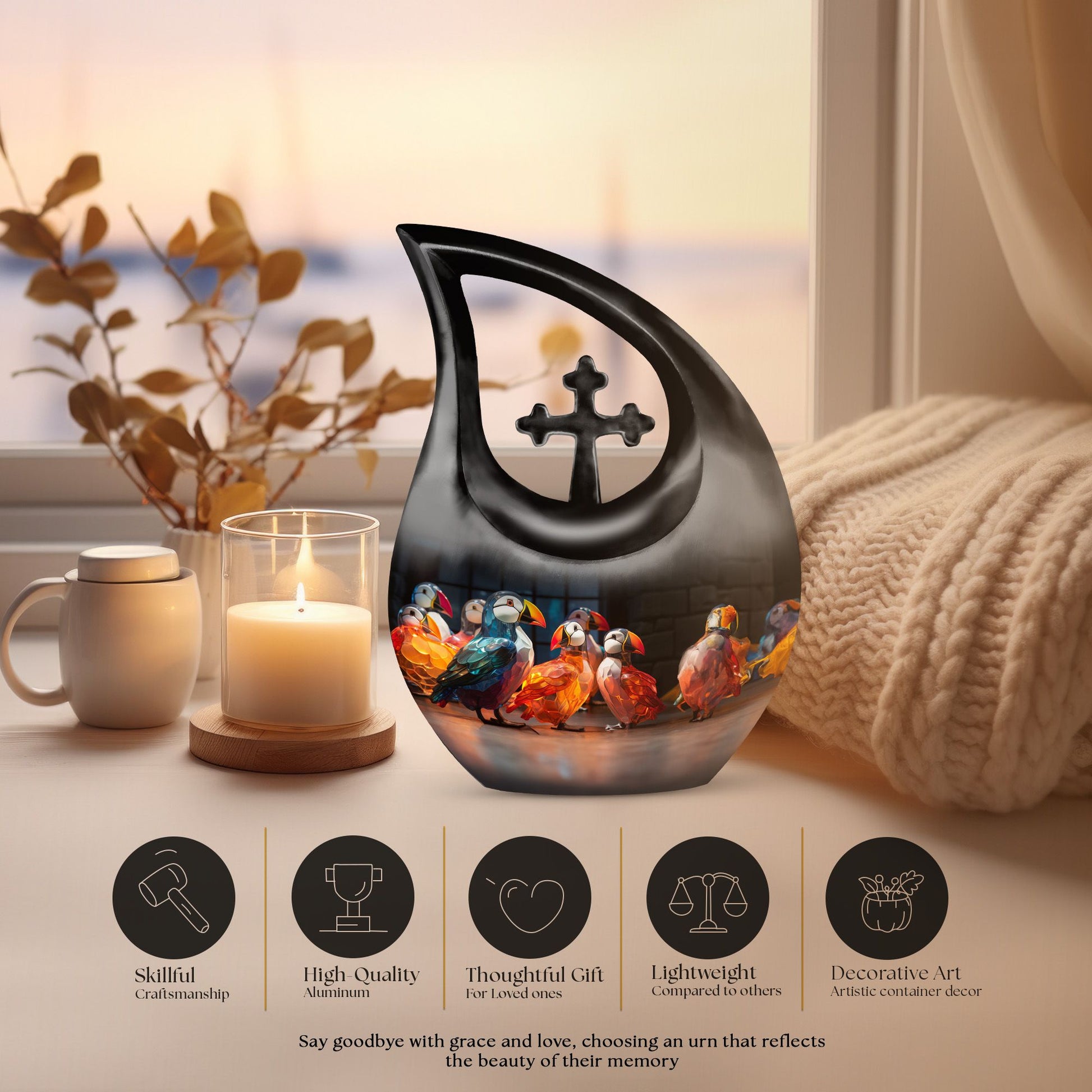 10-inch Puffin Bird Urn 