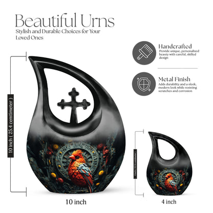 10 inch Cardinal Bird themed Memorial Urn 