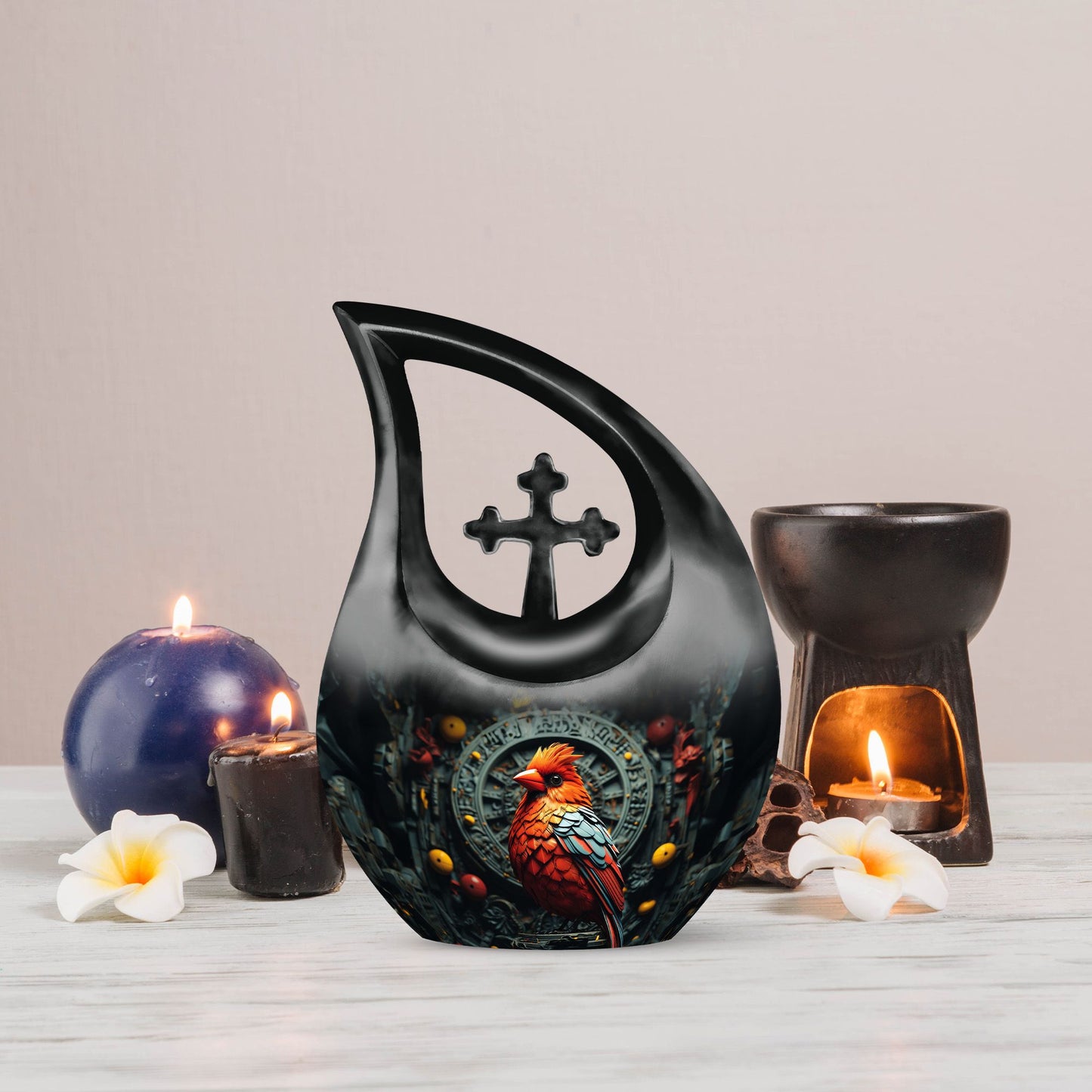 10 inch Cardinal Bird themed Memorial Urn 