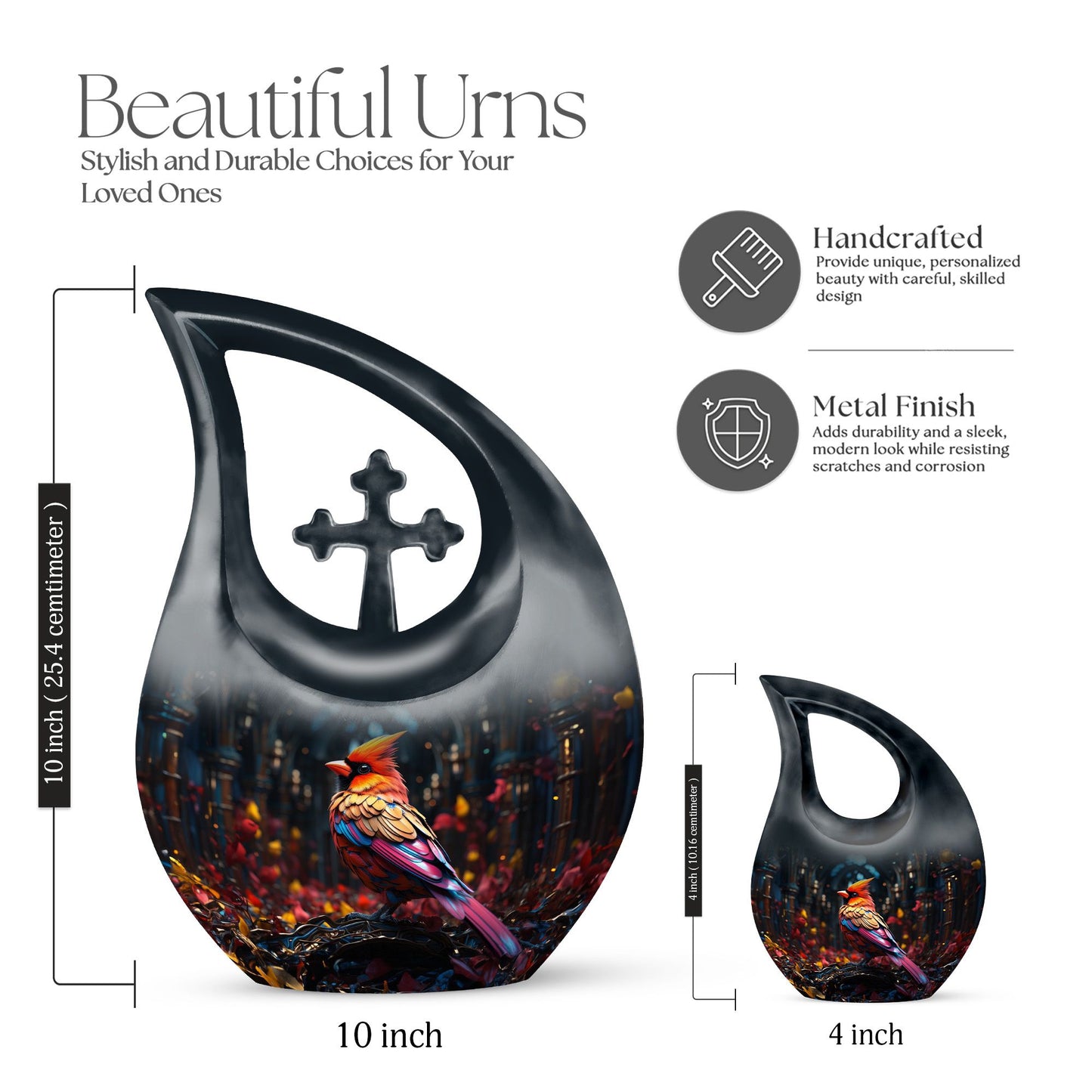 10-inch Cardinal Bird Urn