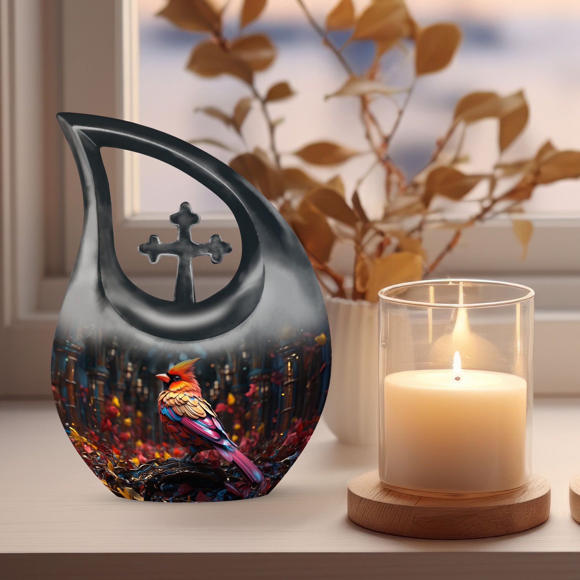 10-inch Cardinal Bird Urn