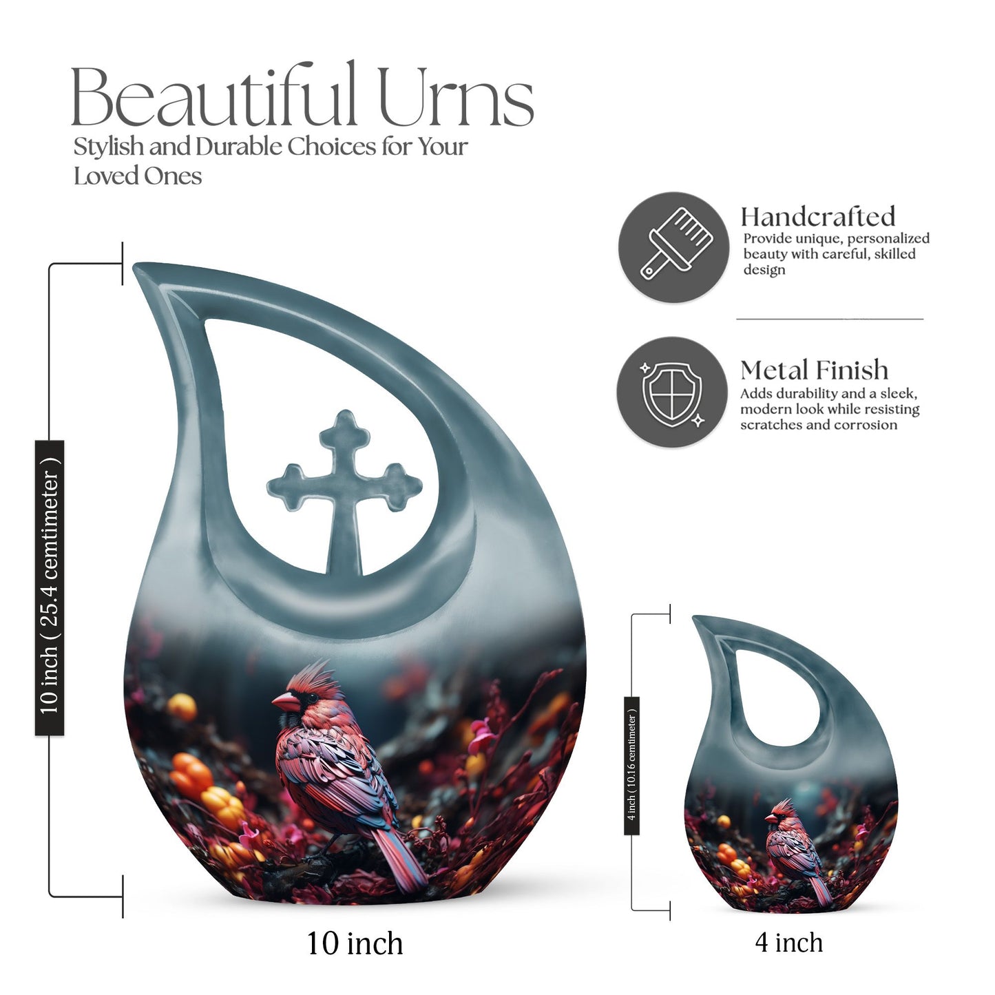 10-inch Cardinal Bird Urn