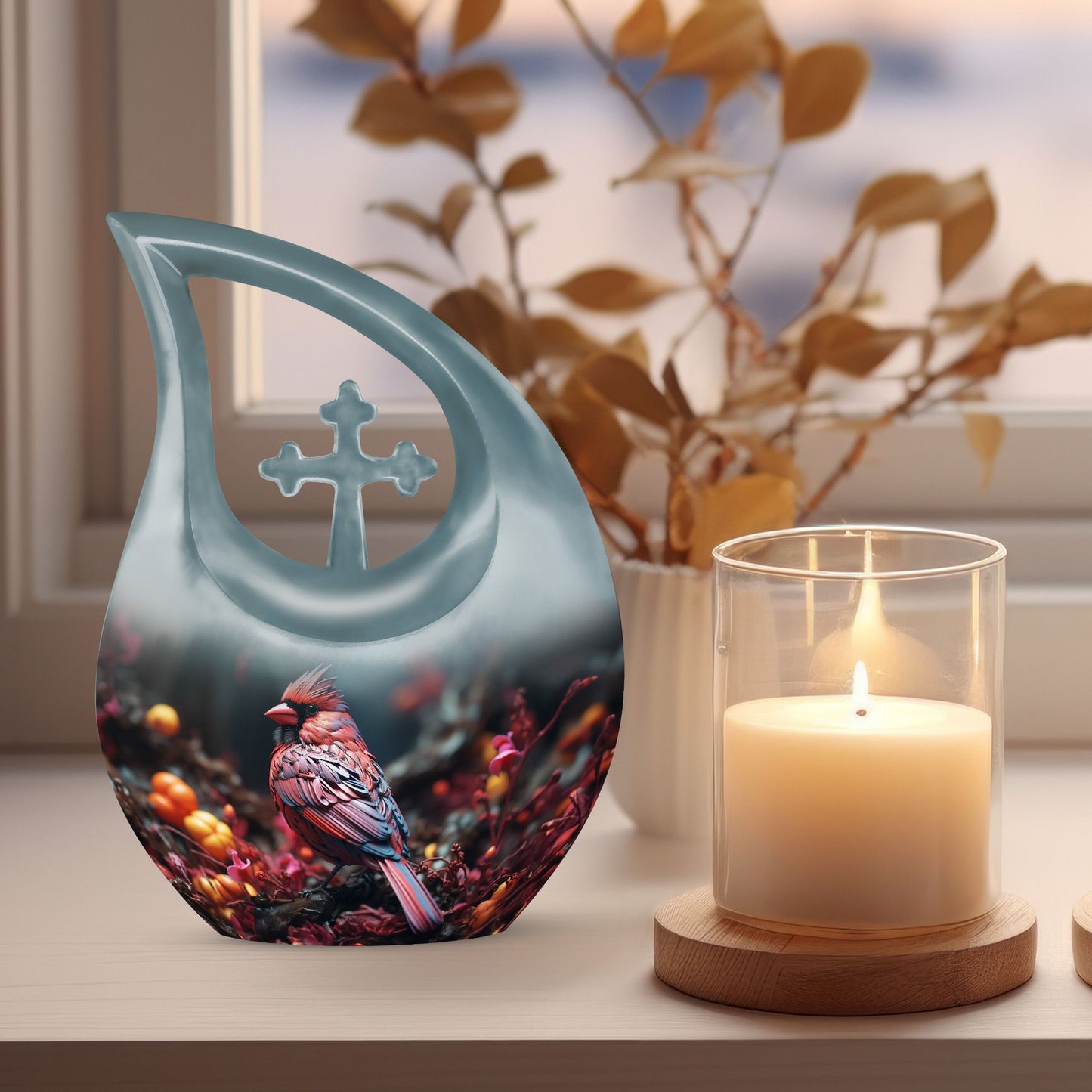 10-inch Cardinal Bird Urn