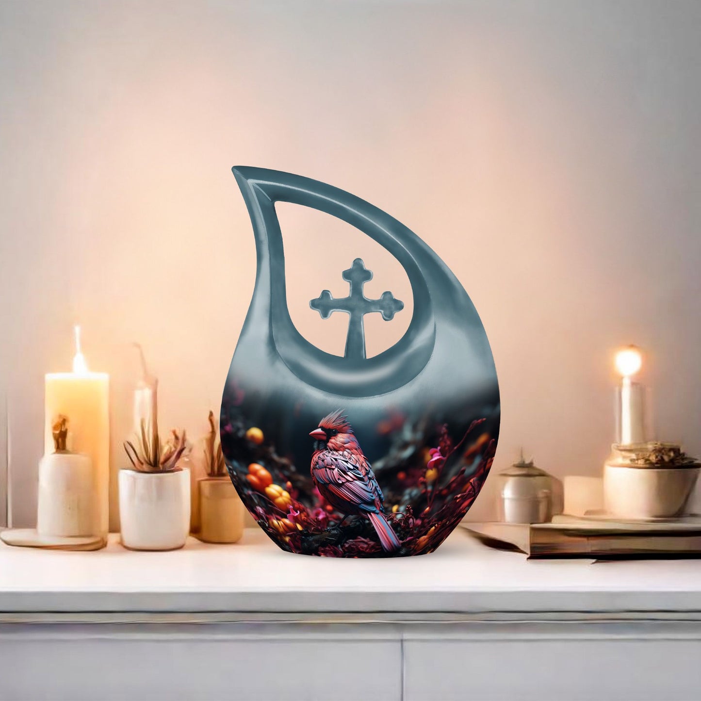 10-inch Cardinal Bird Urn