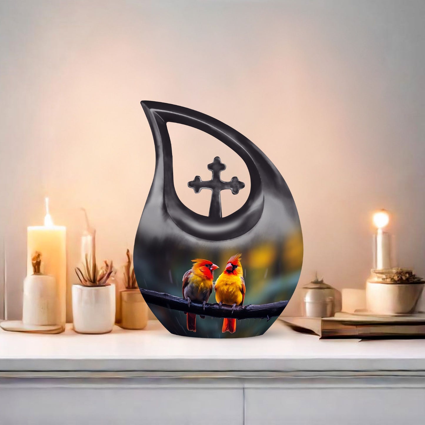 10 inch Cardinal Bird Urn