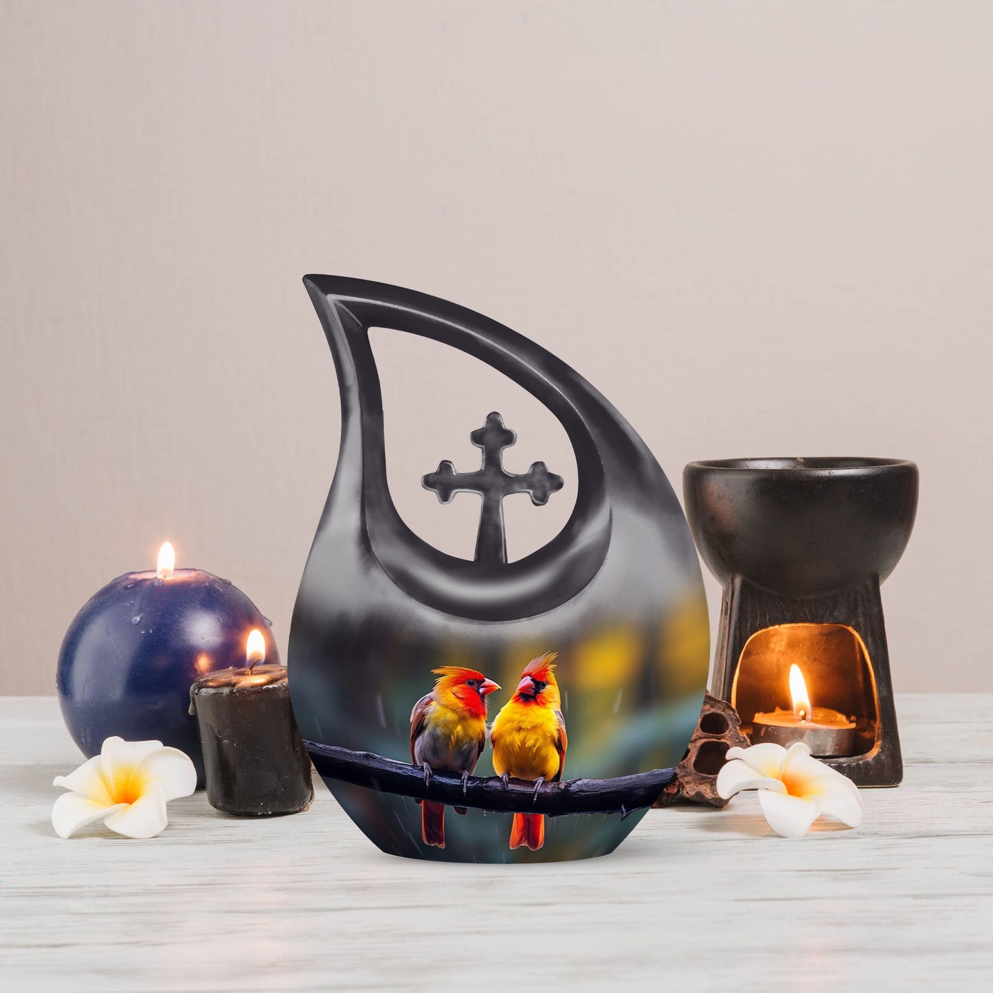 10 inch Cardinal Bird Urn