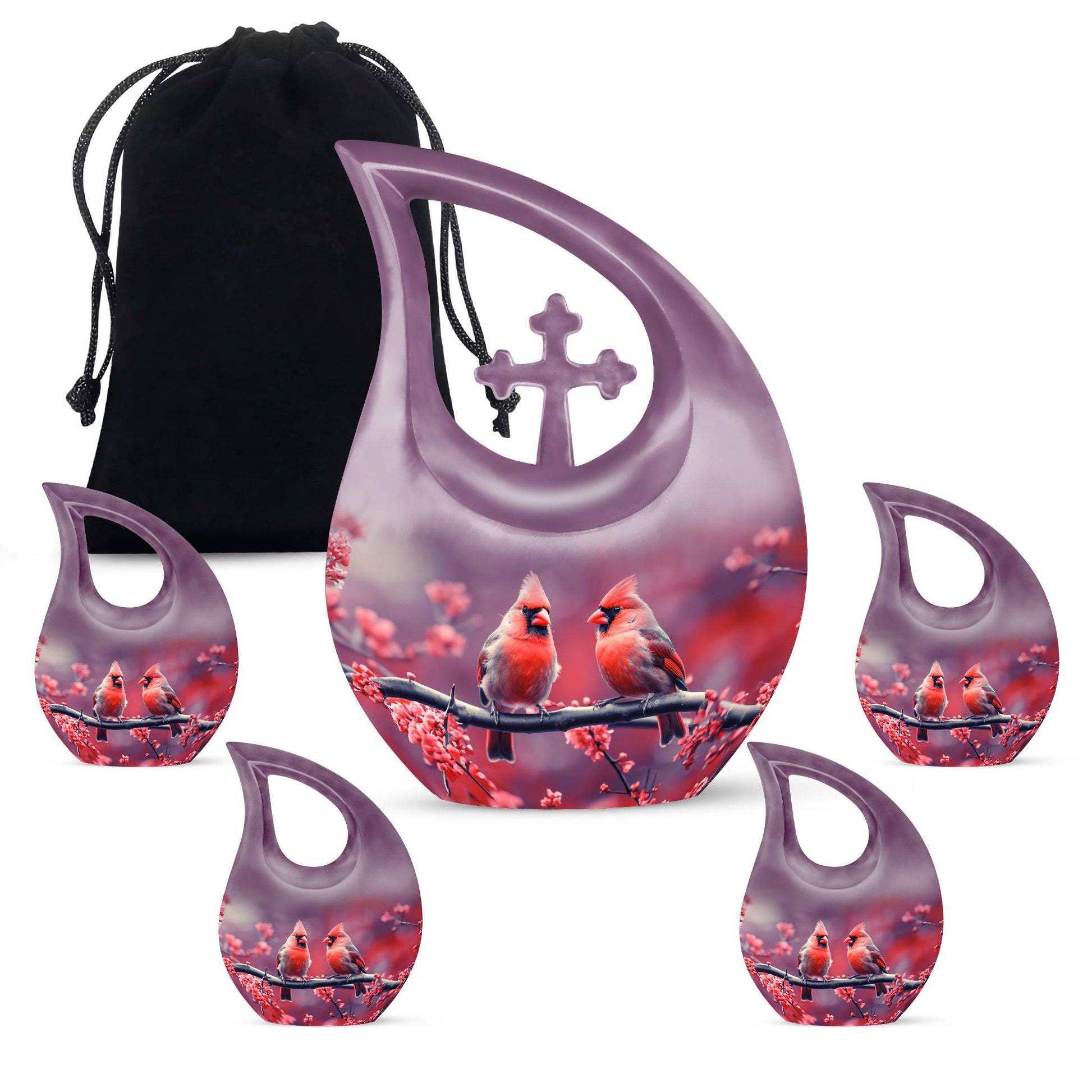 10-inch aluminium Cardinal Bird Urn 