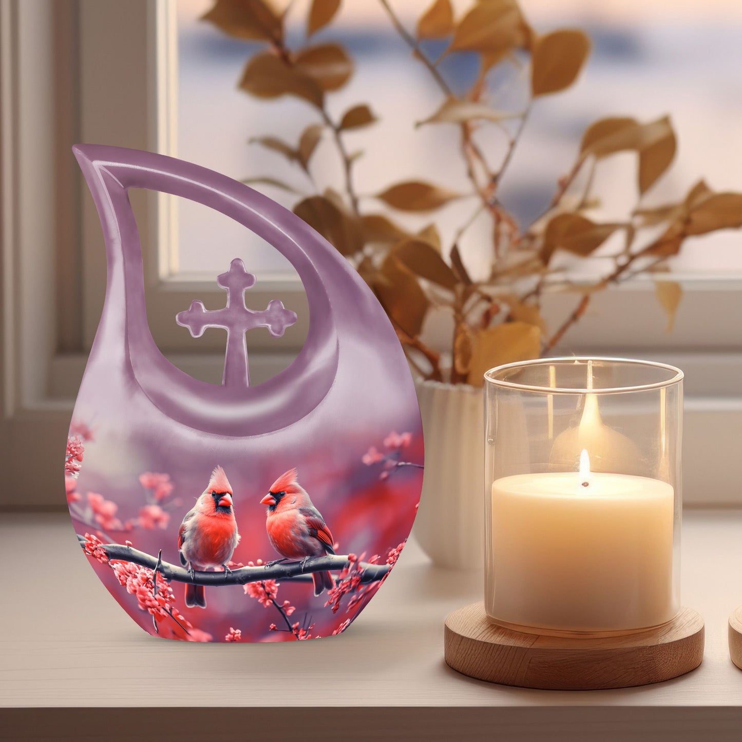 10-inch aluminium Cardinal Bird Urn 