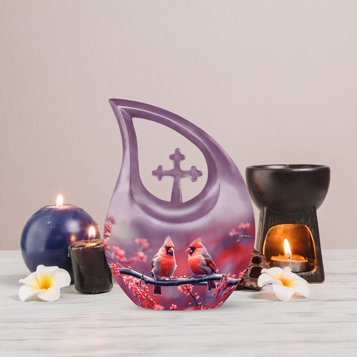 10-inch aluminium Cardinal Bird Urn 