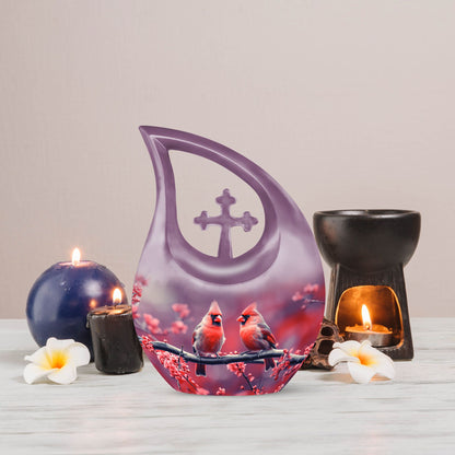 10-inch aluminium Cardinal Bird Urn 