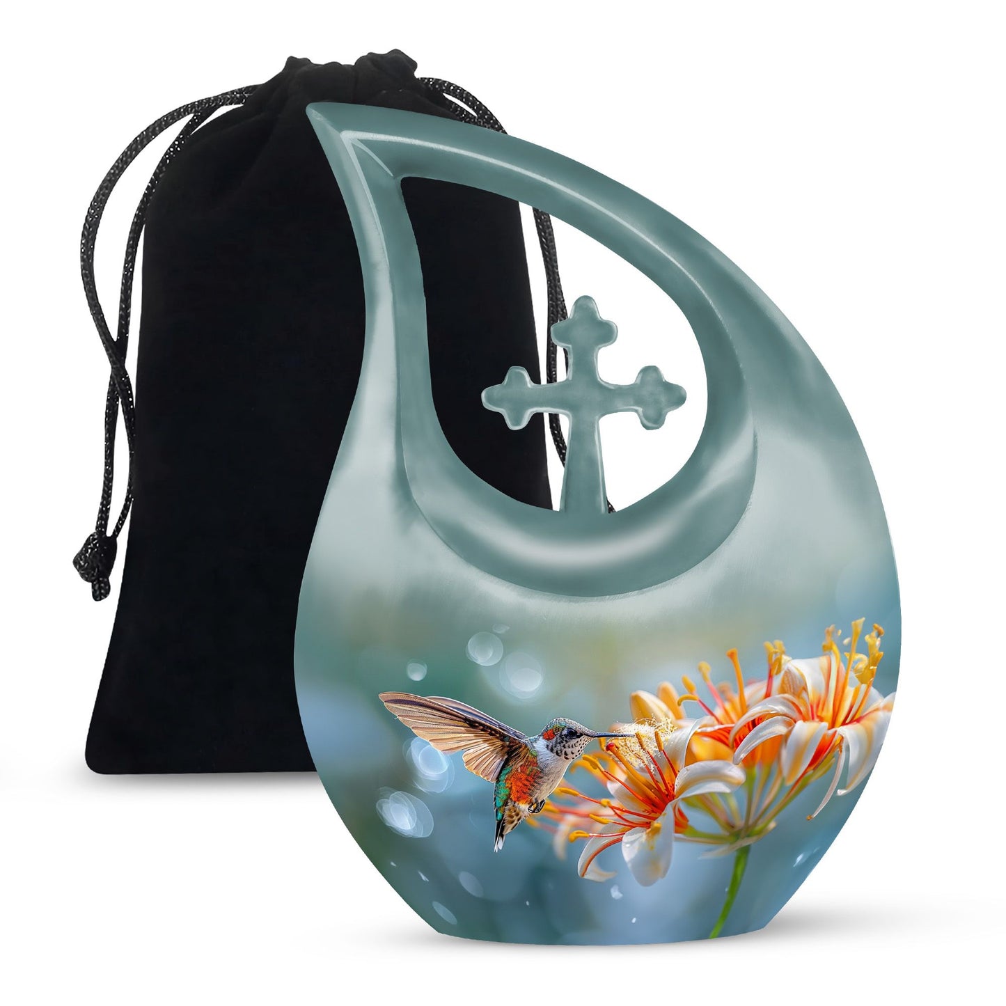 10 inch Cross Drop Humming Bird Urn 