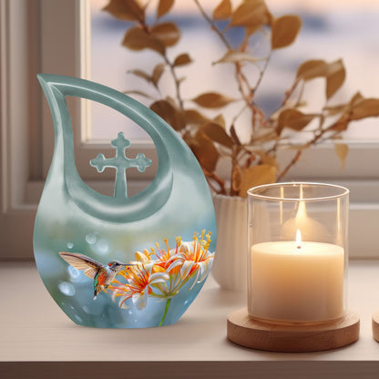 10 inch Cross Drop Humming Bird Urn 