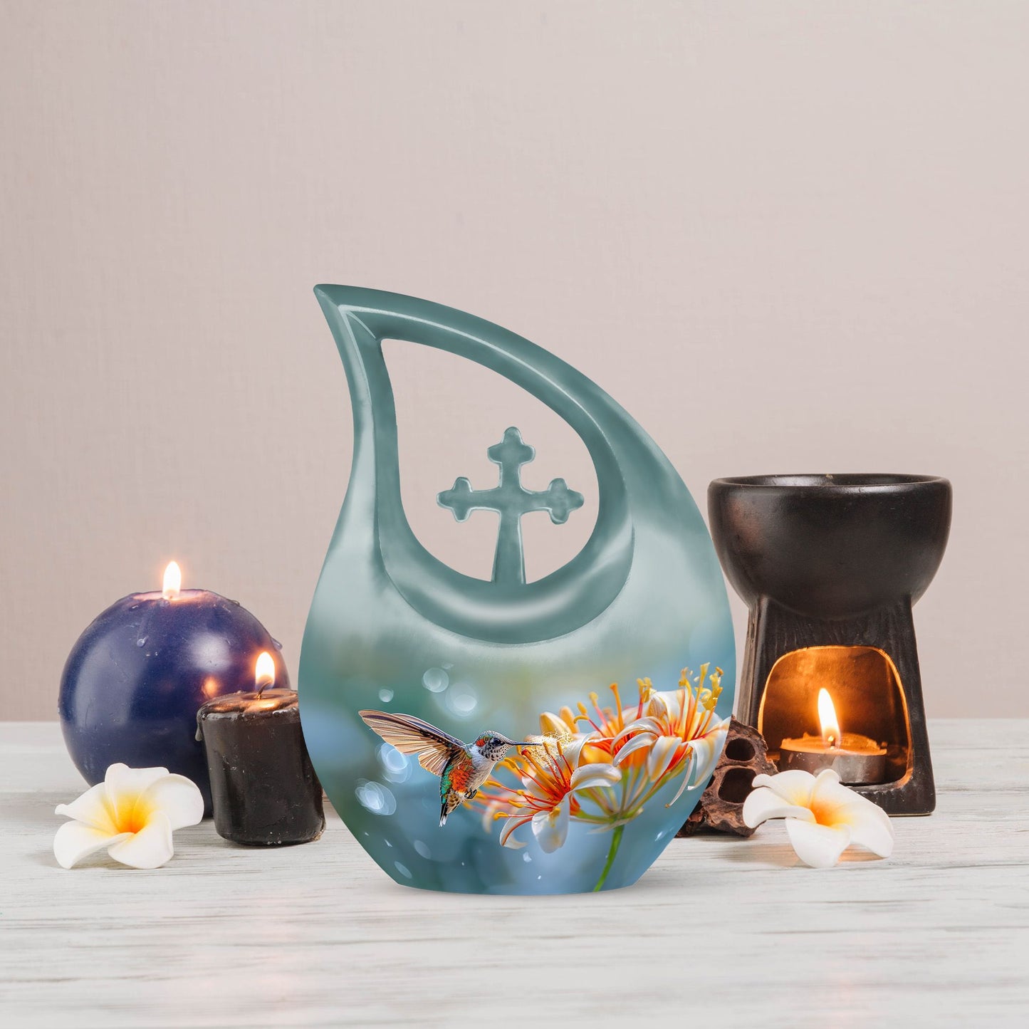 10 inch Cross Drop Humming Bird Urn 