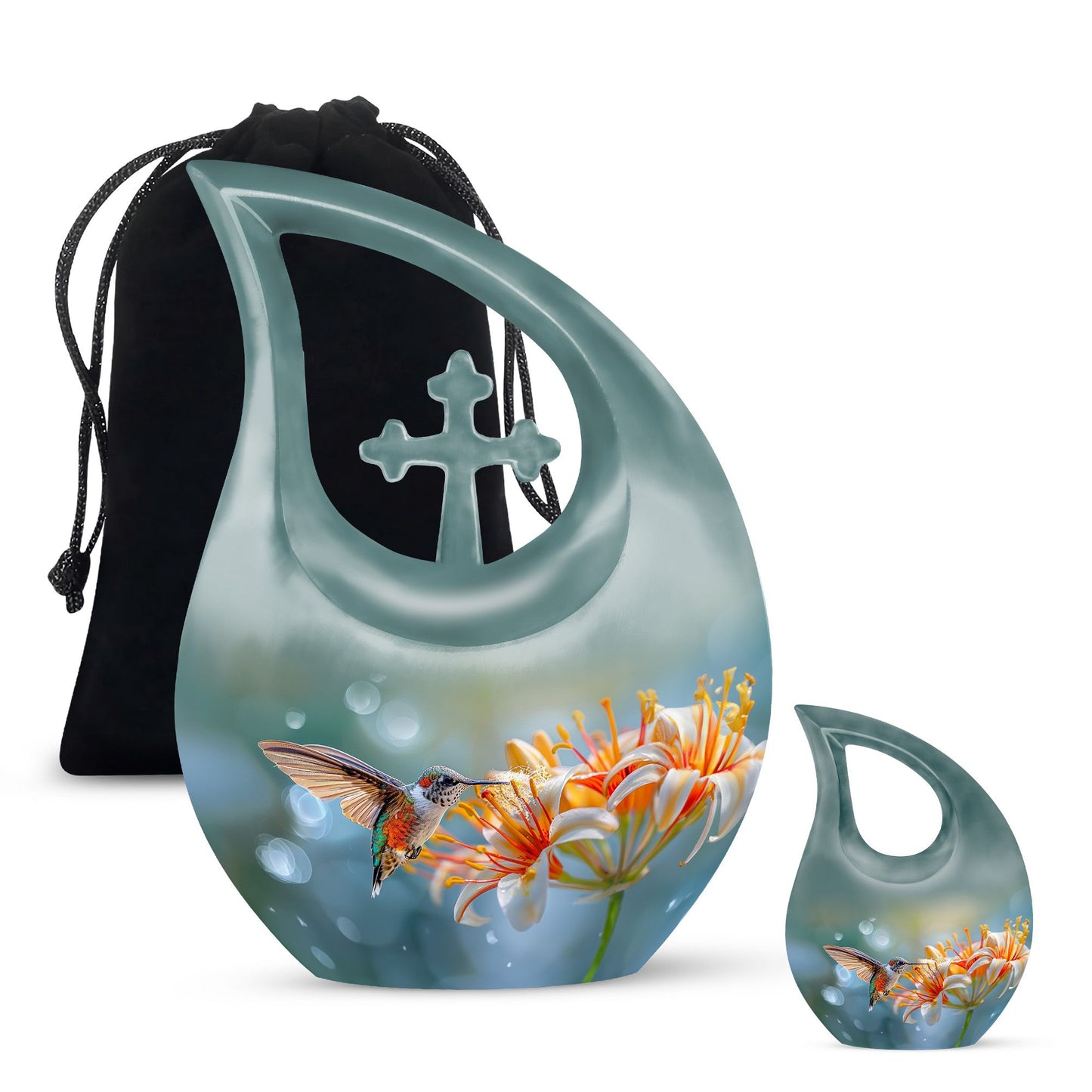 10 inch Cross Drop Humming Bird Urn 