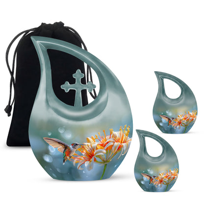 10 inch Cross Drop Humming Bird Urn 