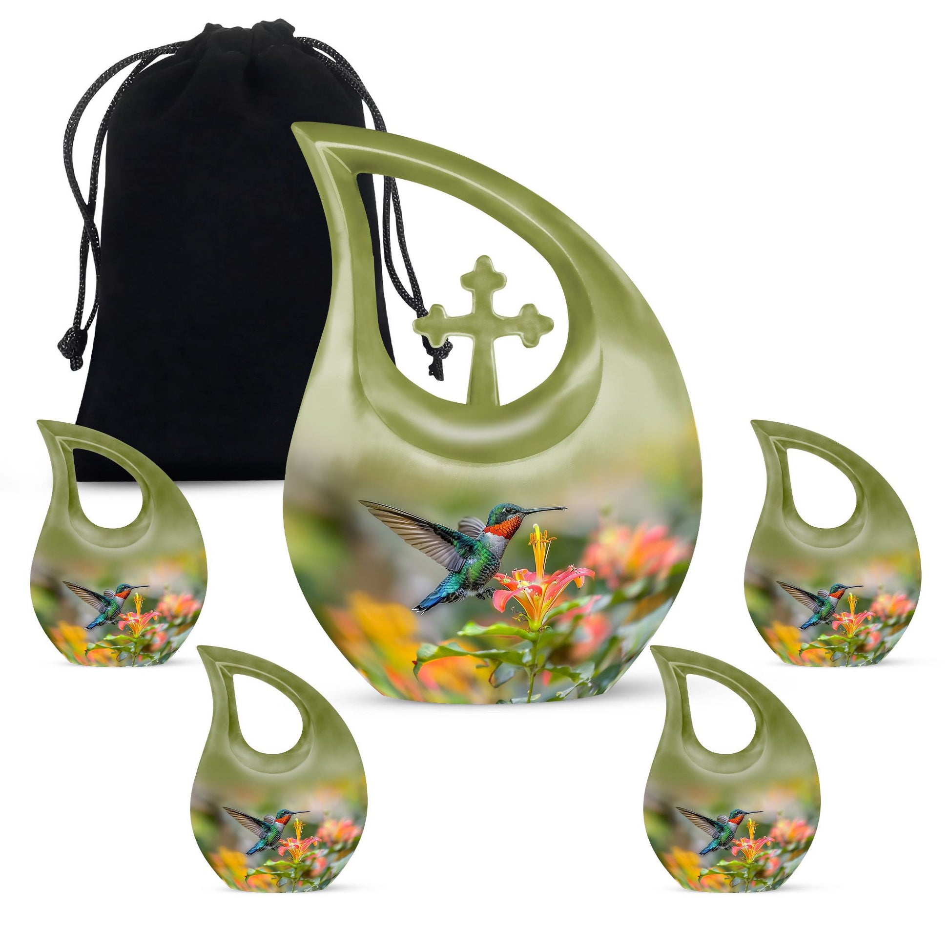 10-inch Humming Bird Cross Drop Memorial Urn,