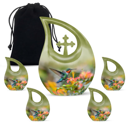 10-inch Humming Bird Cross Drop Memorial Urn,