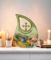 10-inch Humming Bird Cross Drop Memorial Urn,