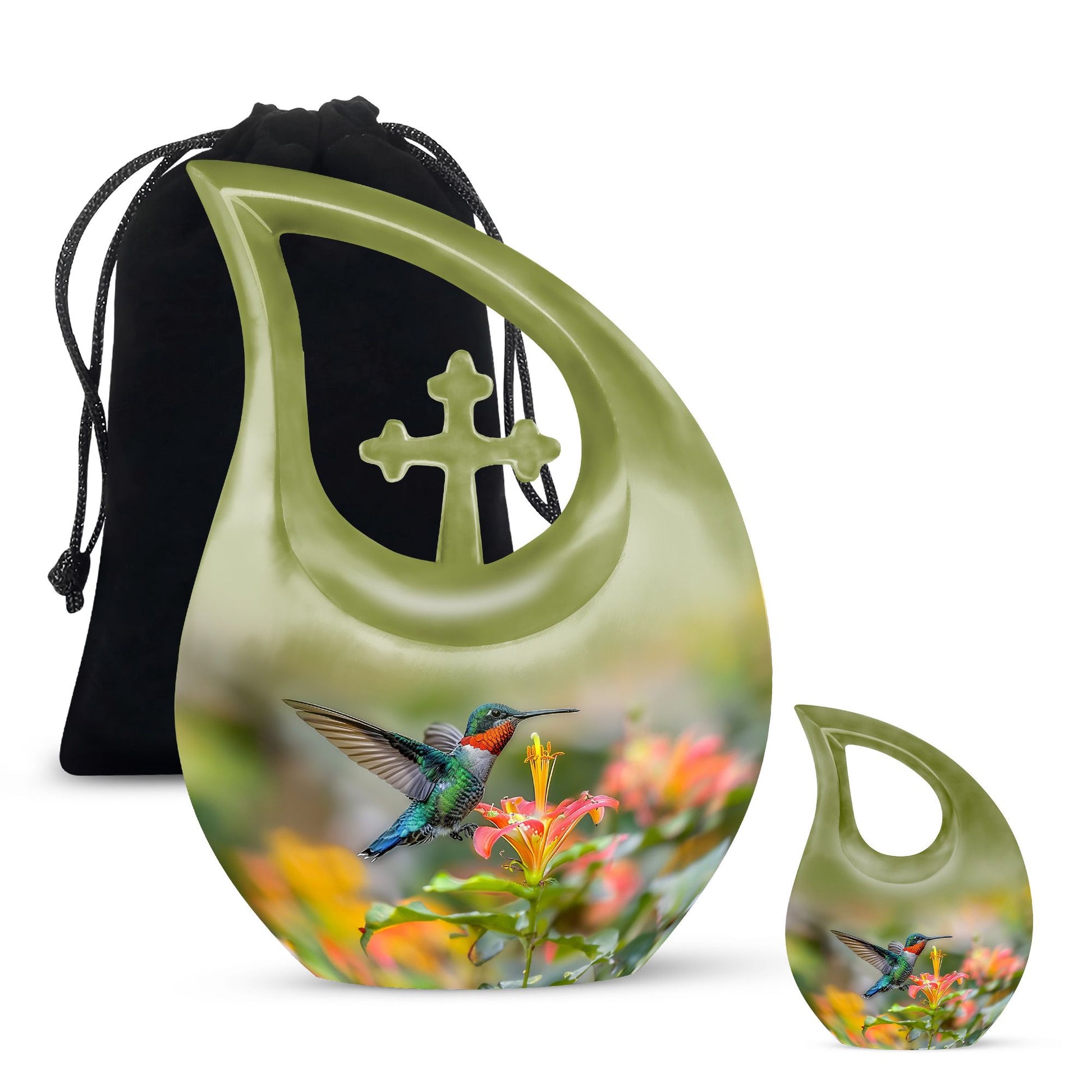 10-inch Humming Bird Cross Drop Memorial Urn,