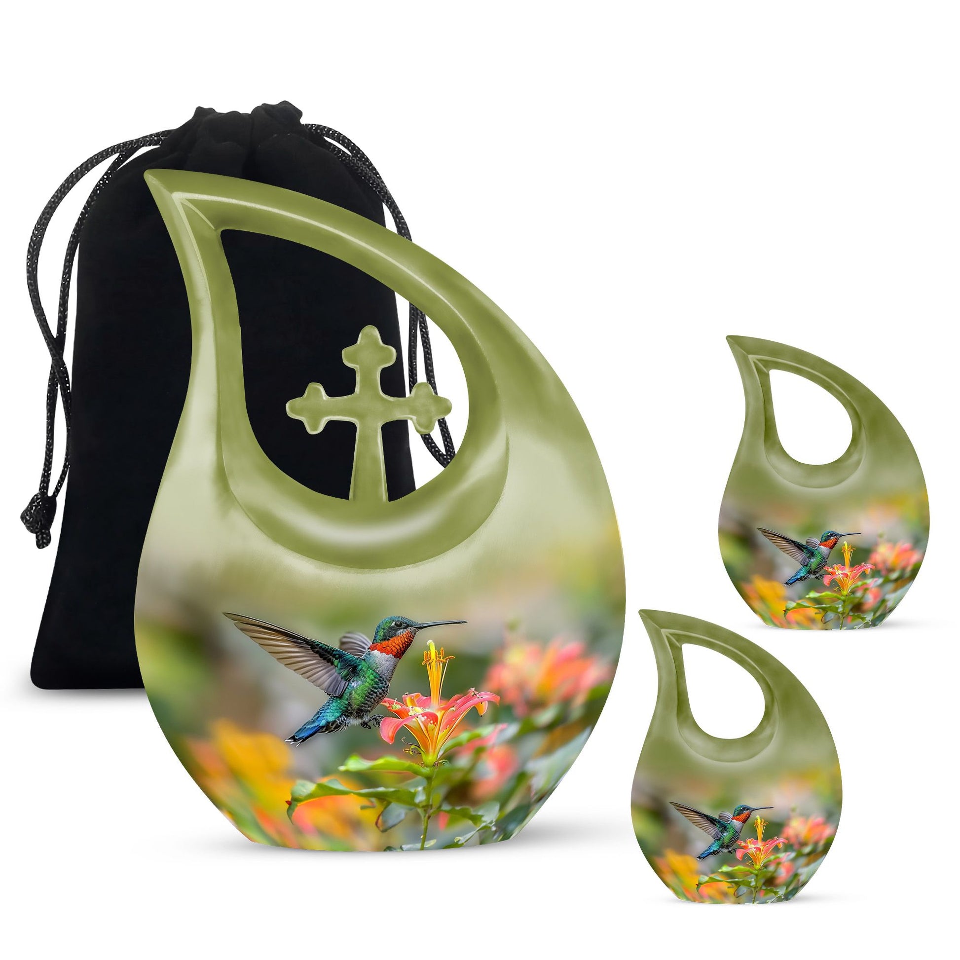 10-inch Humming Bird Cross Drop Memorial Urn,