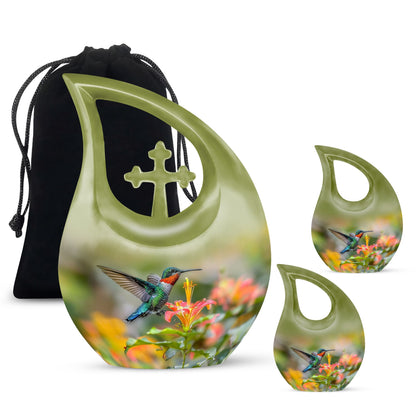 10-inch Humming Bird Cross Drop Memorial Urn,