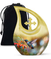 10-inch Humming Bird Cross Drop design Cremation Urn,