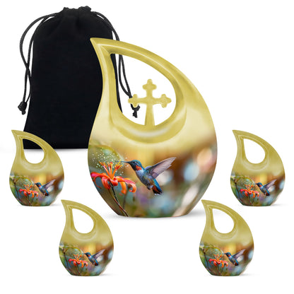 10-inch Humming Bird Cross Drop design Cremation Urn,
