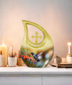 10-inch Humming Bird Cross Drop design Cremation Urn,