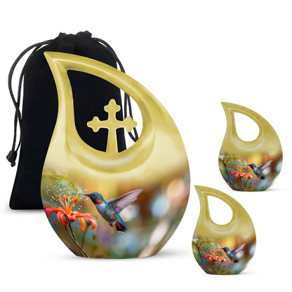 10-inch Humming Bird Cross Drop design Cremation Urn,
