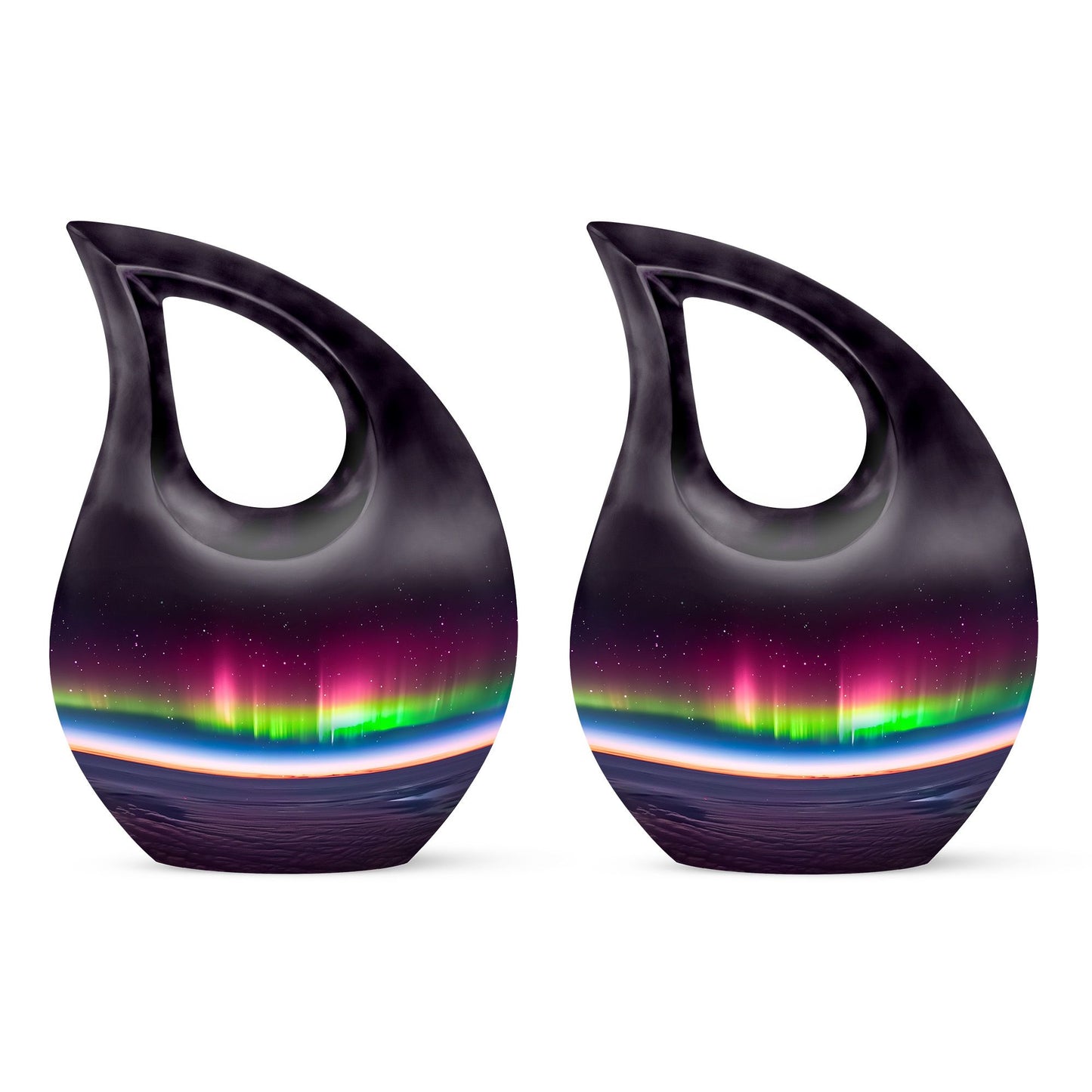 Aurora themed, 10-inch Cross Drop design cremation urn 
