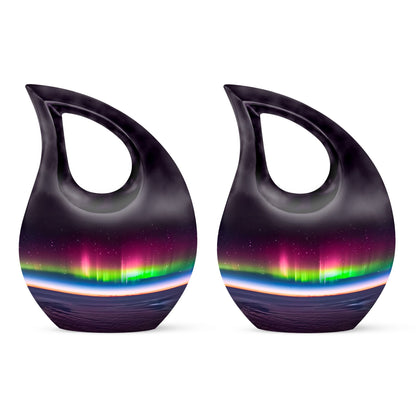 Aurora themed, 10-inch Cross Drop design cremation urn 