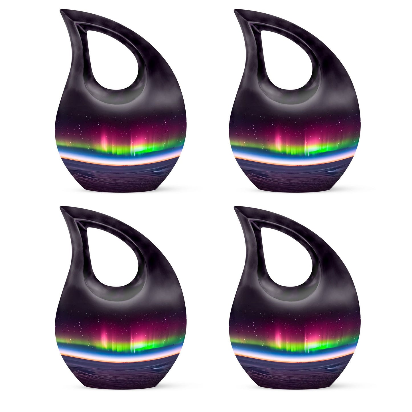Aurora themed, 10-inch Cross Drop design cremation urn 