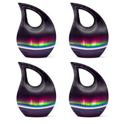 Aurora themed, 10-inch Cross Drop design cremation urn 