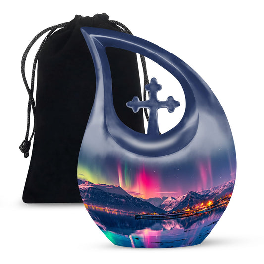 10-inch Aurora Cross Drop Urn