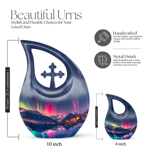 10-inch Aurora Cross Drop Urn