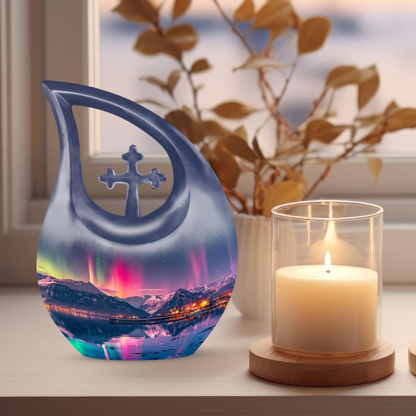 10-inch Aurora Cross Drop Urn