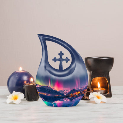 10-inch Aurora Cross Drop Urn