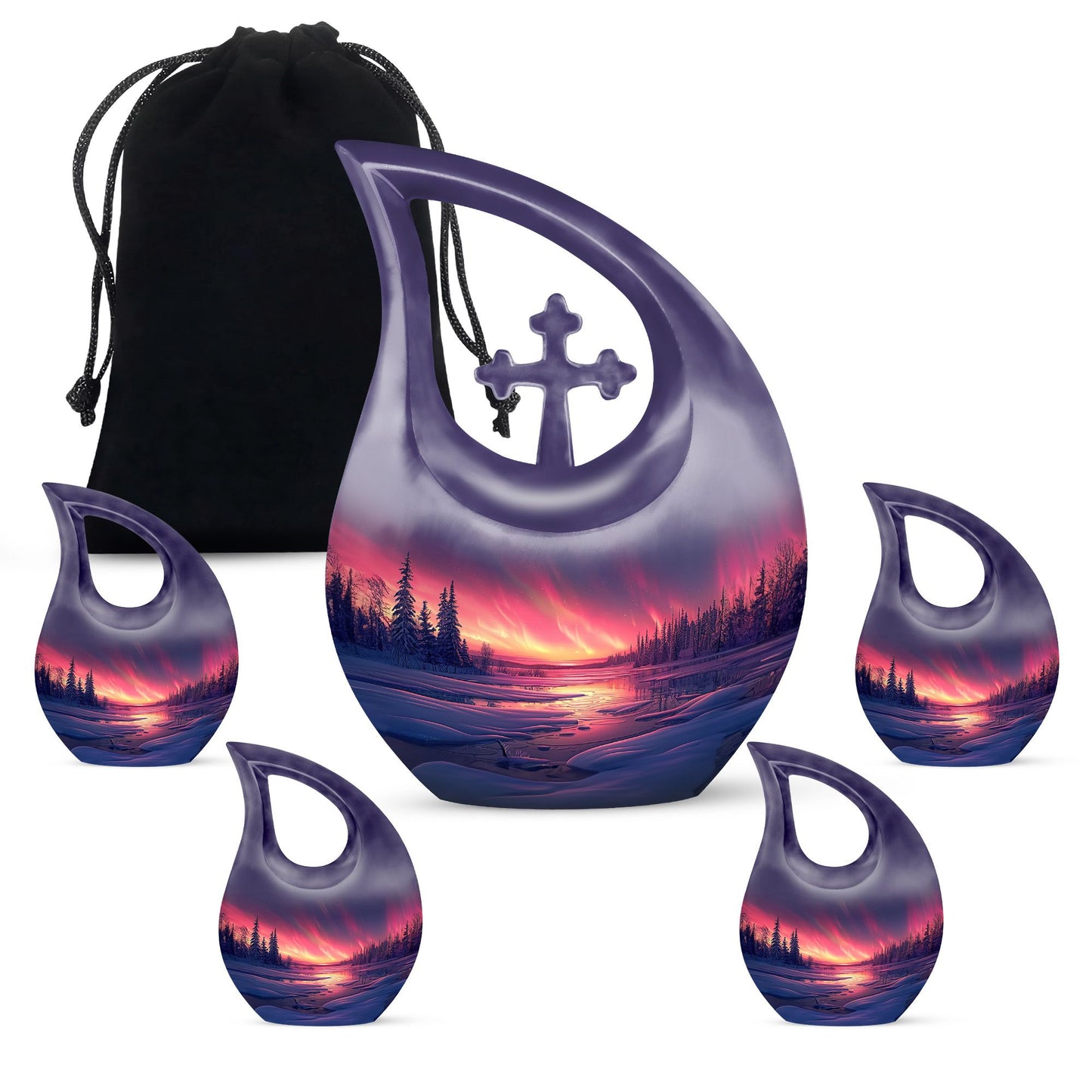 Aurora Cross Drop Pink Urn,