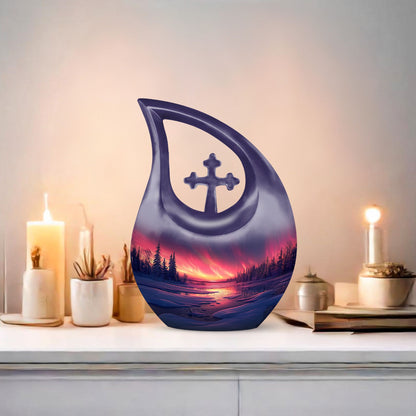 Aurora Cross Drop Pink Urn,