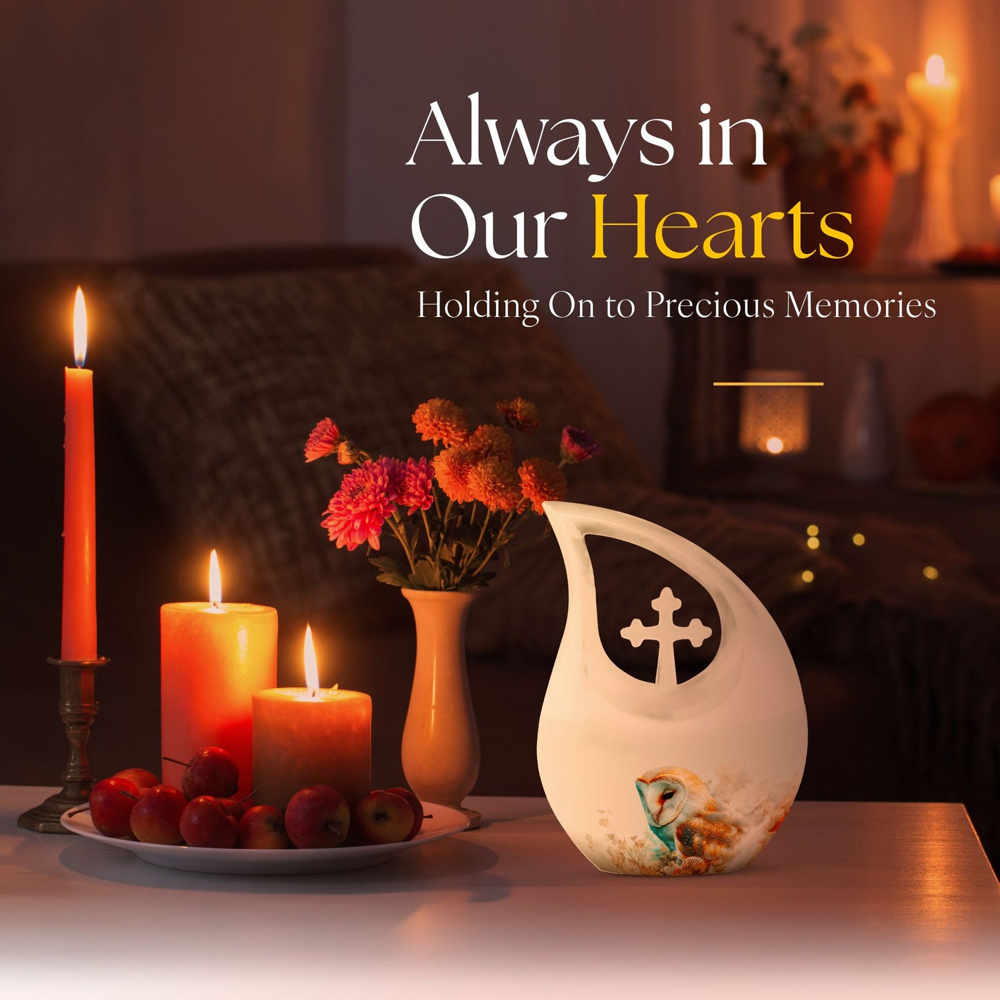 10-Inch Barn Owl design Memorial Urn