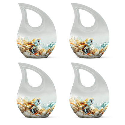 Barn Owl themed, Cross Drop 10-inch Aluminium All Faith Funeral Urn