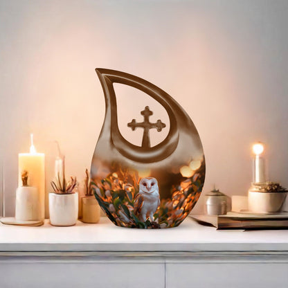 10-inch Barn Owl memorial urn 