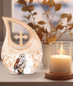Barn Owl themed Cross Drop Medium Size Urn,
